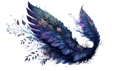Fotobehang Beautiful magic watercolor angel wings © vuang