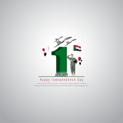 Vector illustration of happy independence day Sudan