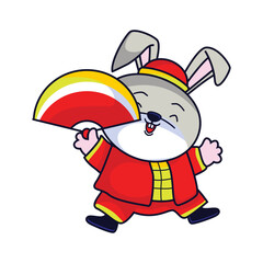Cute rabbit Happy Chinese new year 2023 for a greeting card - wealth gold money prosperity. 