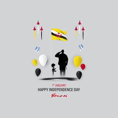 Vector illustration of happy independence day Brunei