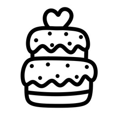 Valentine cake line Icon.
