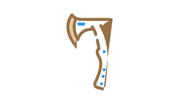 throwing axe tool color icon animation