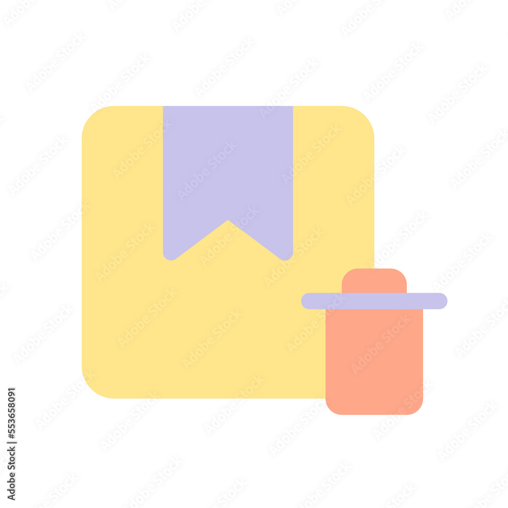 Poster delete order flat color ui icon. cancel parcel delivery. erase box information. postal service. simp