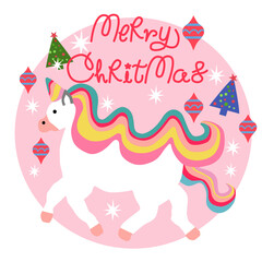 Santa claus unicorn different expressions set of cute