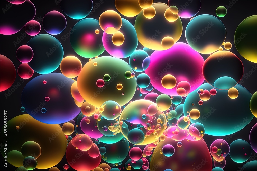 Poster abstract wallpaper with multicolored bubbles generative ai