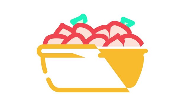 plate radishes color icon animation