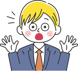 驚いてビックリする、白人ビジネスマンのイラスト