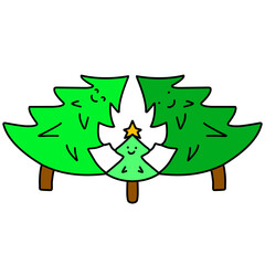 Family of Christmas trees Cute 