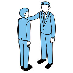 部下の肩を叩いて励ます上司、中間管理職