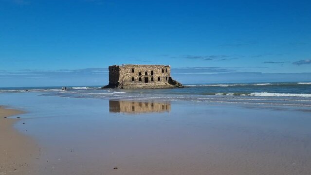 Nice panoramic shot of the well-known house of the sea in the city of Tarfaya, Morocco.