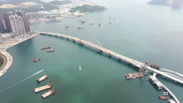 Hong Kong Boundary Crossing Facilities And Leading Bridge And Road System Under Construction, Aerial View