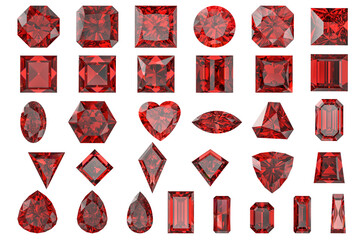 red jewels and Red ruby isolated, Red gemstone asy to usered jewels and Red ruby isolated, Red gemstone asy to use
