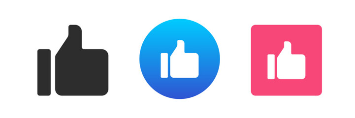 Like thumb up social network recommendation approved symbol icon set vector flat illustration