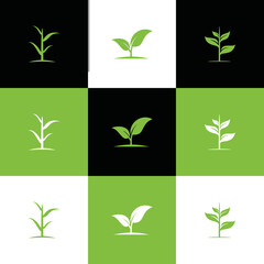 set seedling plant logo, icon