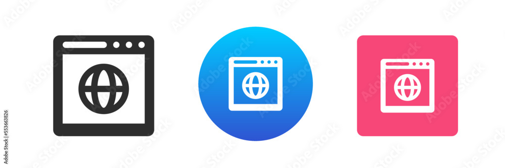 Poster website browser internet searching global information digital connection icon set vector flat