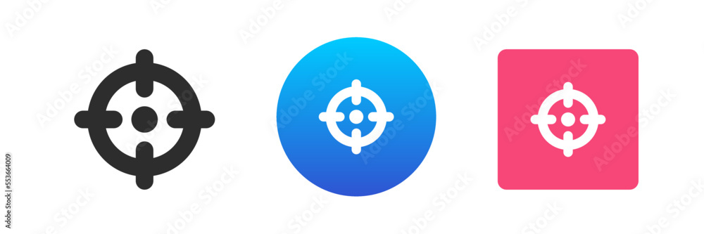 Poster target aim goal focus aspiration challenge efficient objective opportunity icon set vector flat
