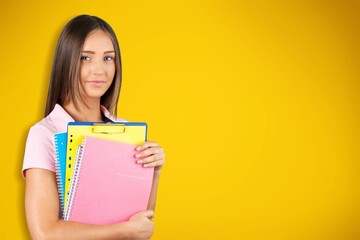 Young smart student with books, university concept