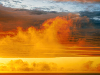 Colorful sunset clouds over Tasman sea