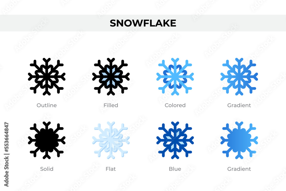 Poster snowflake icons in different style. snowflake icons set. holiday symbol. different style icons set. 