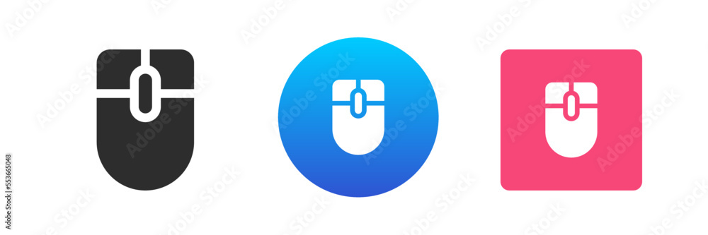 Poster mouse connection click cursor digital device wireless manual webpage scrolling icon set vector flat