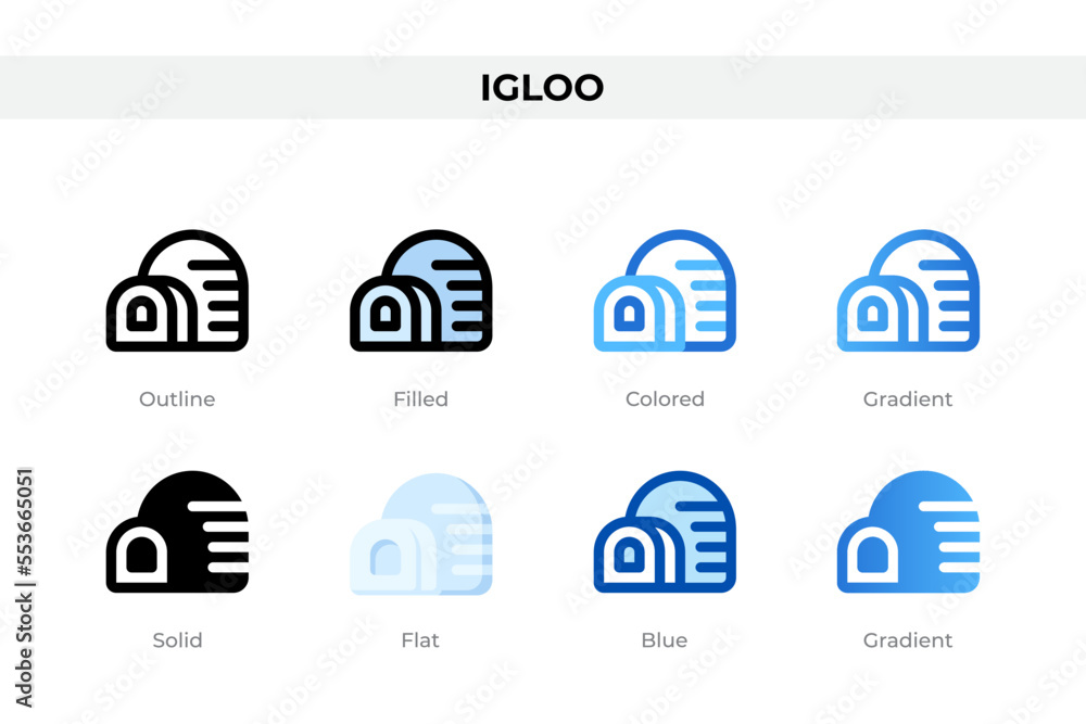 Poster igloo icons in different style. igloo icons set. holiday symbol. different style icons set. vector i