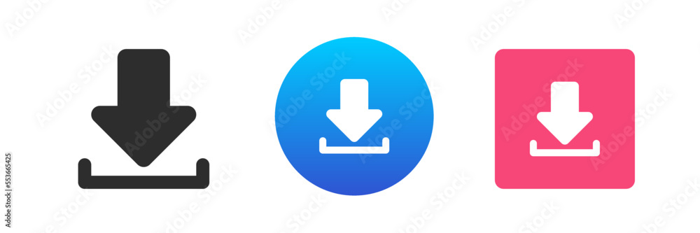 Poster download arrow down pointer cyberspace document multimedia information storage icon set vector flat