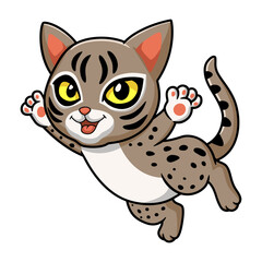 Fototapeta na wymiar Cute ocicat cat cartoon flying