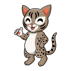 Fototapeta na wymiar Cute ocicat cat cartoon giving thumbs up