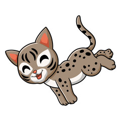 Cute ocicat cat cartoon jumping