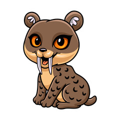 Obraz premium Cute little smilodon cartoon sitting
