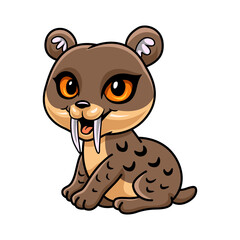 Cute little smilodon cartoon sitting