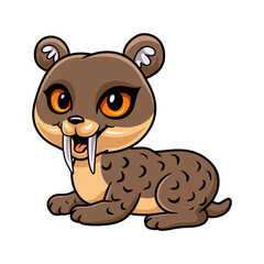 Cute little smilodon cartoon sitting