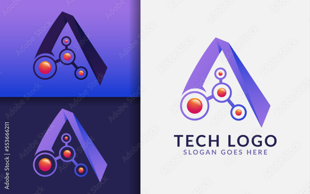 Poster Abstract Initial Letter A Design with Modern Tech Style Concept. Usable for Brand, Business and Tech Company.