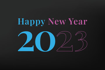 Happy New Year 2023. Vector web banner, poster, greeting card design gold logo 2023 background