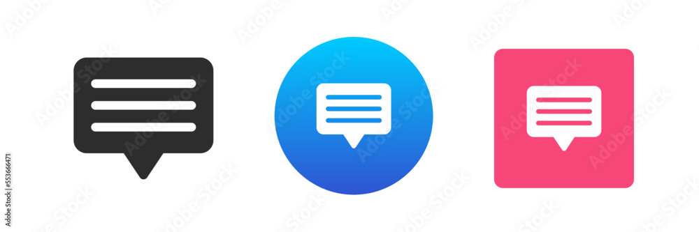 Poster chat box speech bubble text message cyberspace communication icon set vector flat illustration