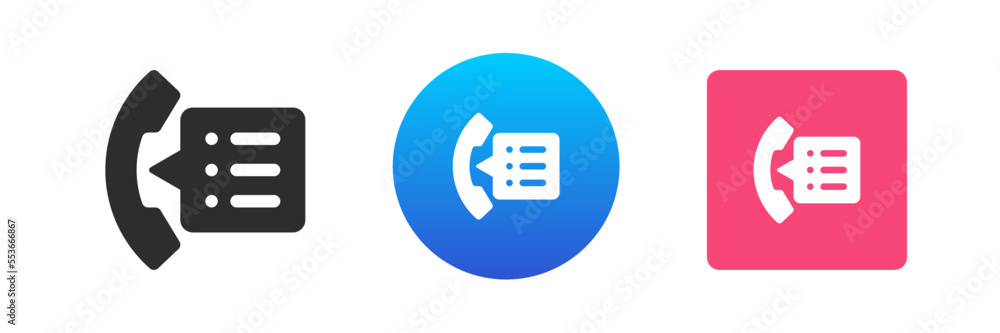 Poster phone book telephone call contact list name address distance communication icon set vector flat