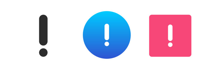 Exclamation mark hazard dangerous warning attention alert icon set vector flat illustration