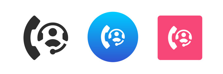 Phone call customer support operator helpdesk consulting icon set vector flat illustration