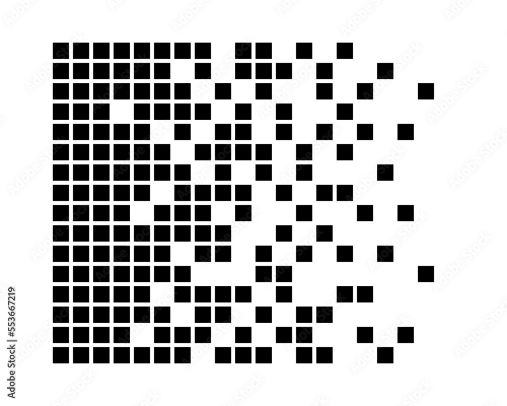 Wall mural pixel disintegration background. halftone fragment. dispersed dotted pattern. concept of disintegrat