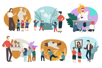 School children on excursion in museums vector