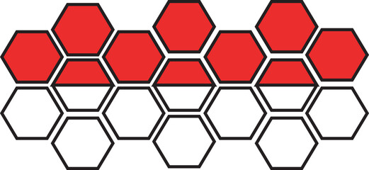 hexagons on a red and white background