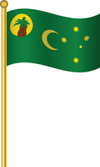 Flag of Cocos Islands,Cocos Islands flag Golden waving isolated vector illustration eps10.