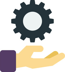 hands and cogs illustration in minimal style