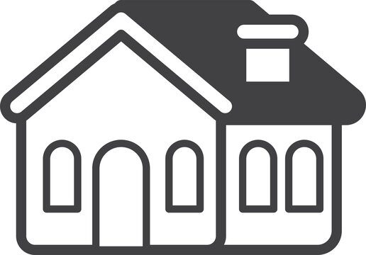 recommend clip art: gable roof house building illustration in minimal style