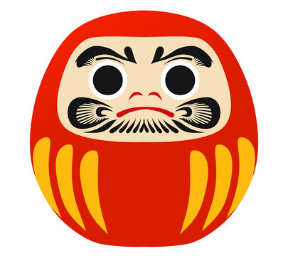 尾九 開運イラスト 黄福達磨 七転び八起き 魔除け A4サイズ
