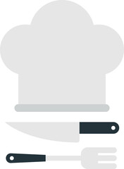 Knife with spatula and chef hat illustration in minimal style