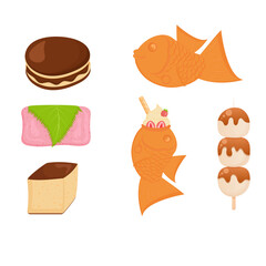 Asian sweet dessert set. Japanese cuisine sweet food.