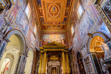 Fototapeta na wymiar Interiors of Lateran basilica in Rome, Italy