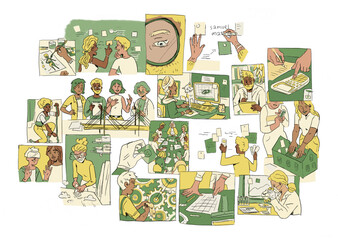 Variety of people at work.