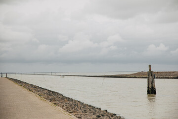 small port on the North Sea in Germany. dyke at the North Sea